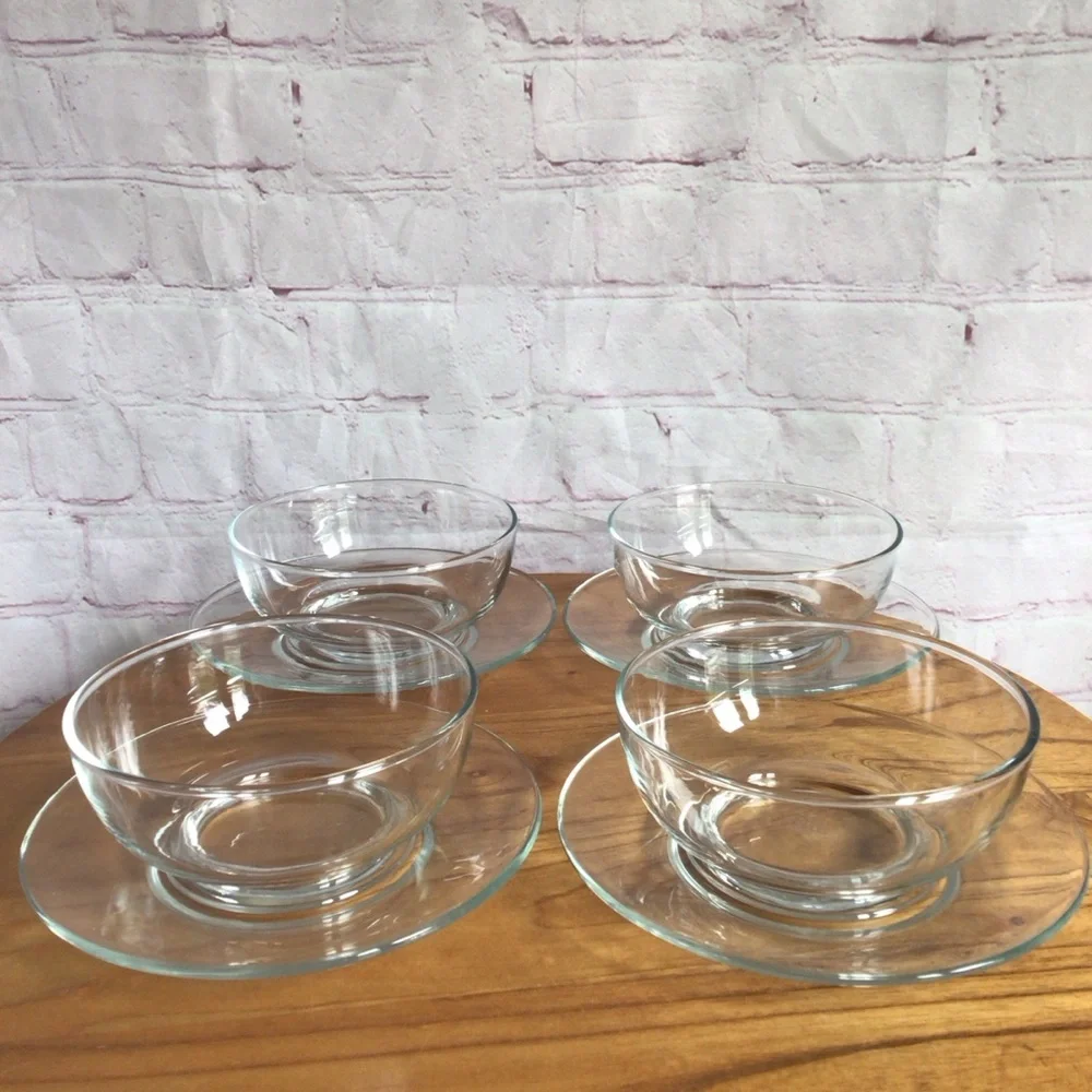 Libbey Moderno Clear Glass Bowl and Plate Set - 8 Pieces